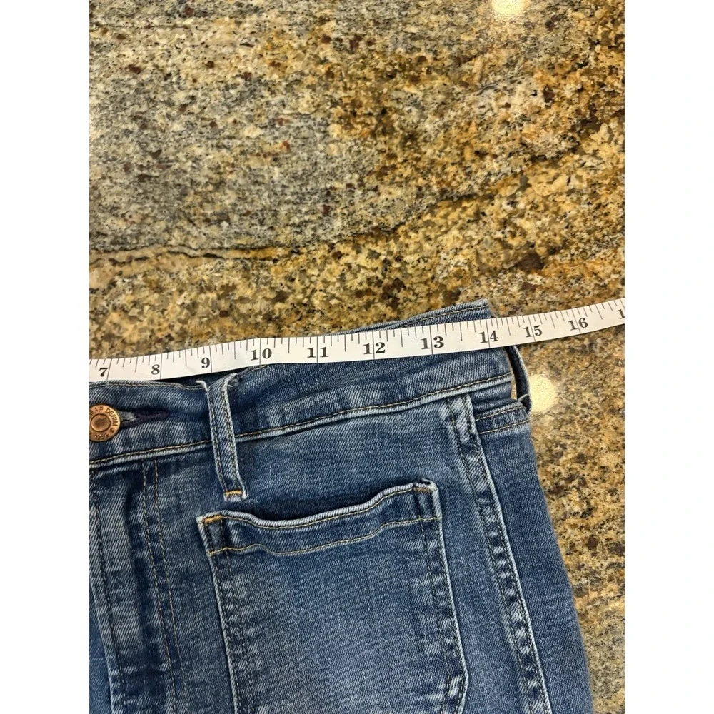 GAP High Rise 70s Flare Jeans Light Wash Distressed Size 8 Tall 28